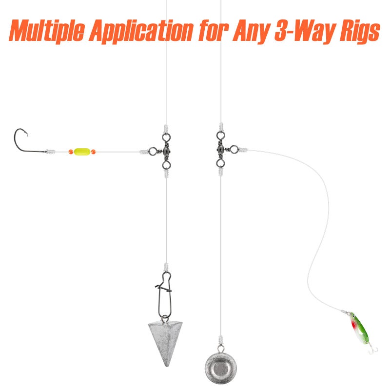 Dr.Fish 30 Pack Fishing 3 Way Swivels, 35-175LB, Three Way Barrel Swivels Fishing Tackle Catfish Rig #2 101Lb - Image 5